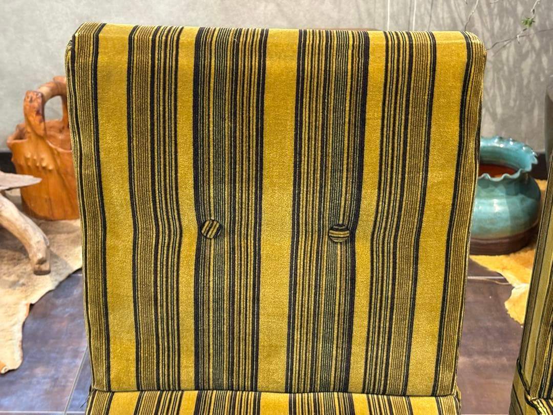 ストライプチェア シングルソファ ファブリック アンティーク ビンテージ SZ