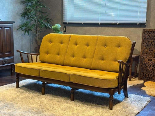 希少　尾州生地　リメイク　カリモク　3人用ソファ　クラシック　コロニアル　SRZ