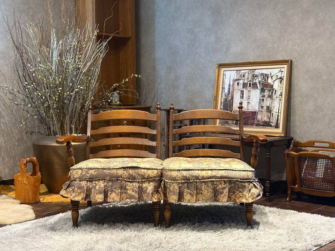 飛騨産業　キツツキ　2掛けソファ　アームチェア　アームソファ　アンティーク　nN