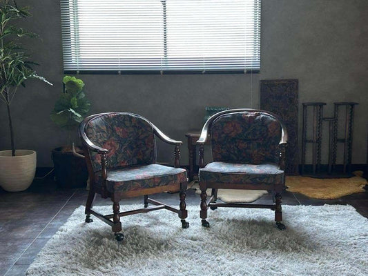 ①カリモク karimoku アームチェア　ヴィンテージチェア　2脚セット　GZ