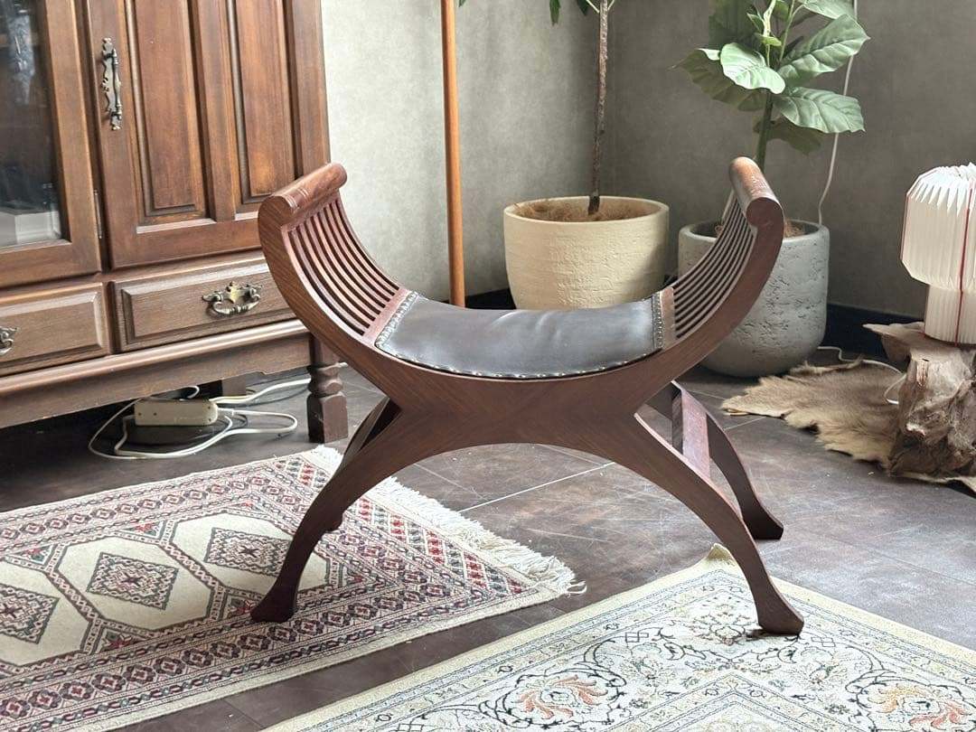 スツール　本革　レザー　リベット打　カルティニチェア　クラシック　SG