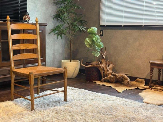 ①　アンティーク　ヴィンテージ　オリバー　ラッシュシート　ハイバックチェア　GZ