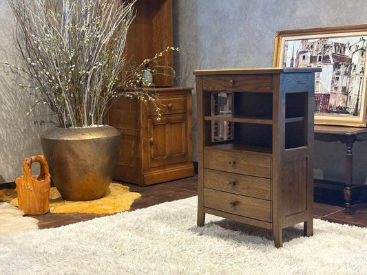 起立木工　キャビネット　電話台　収納　引き出し　ビンテージ　無垢材　IZ