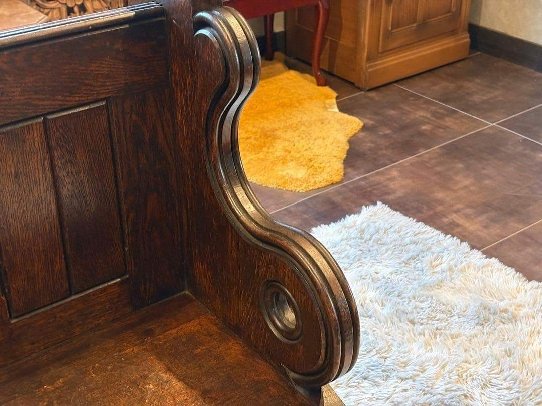 希少　アメリカ製　オーク材　チャーチベンチ　ヴィンテージ　アンティーク　HR