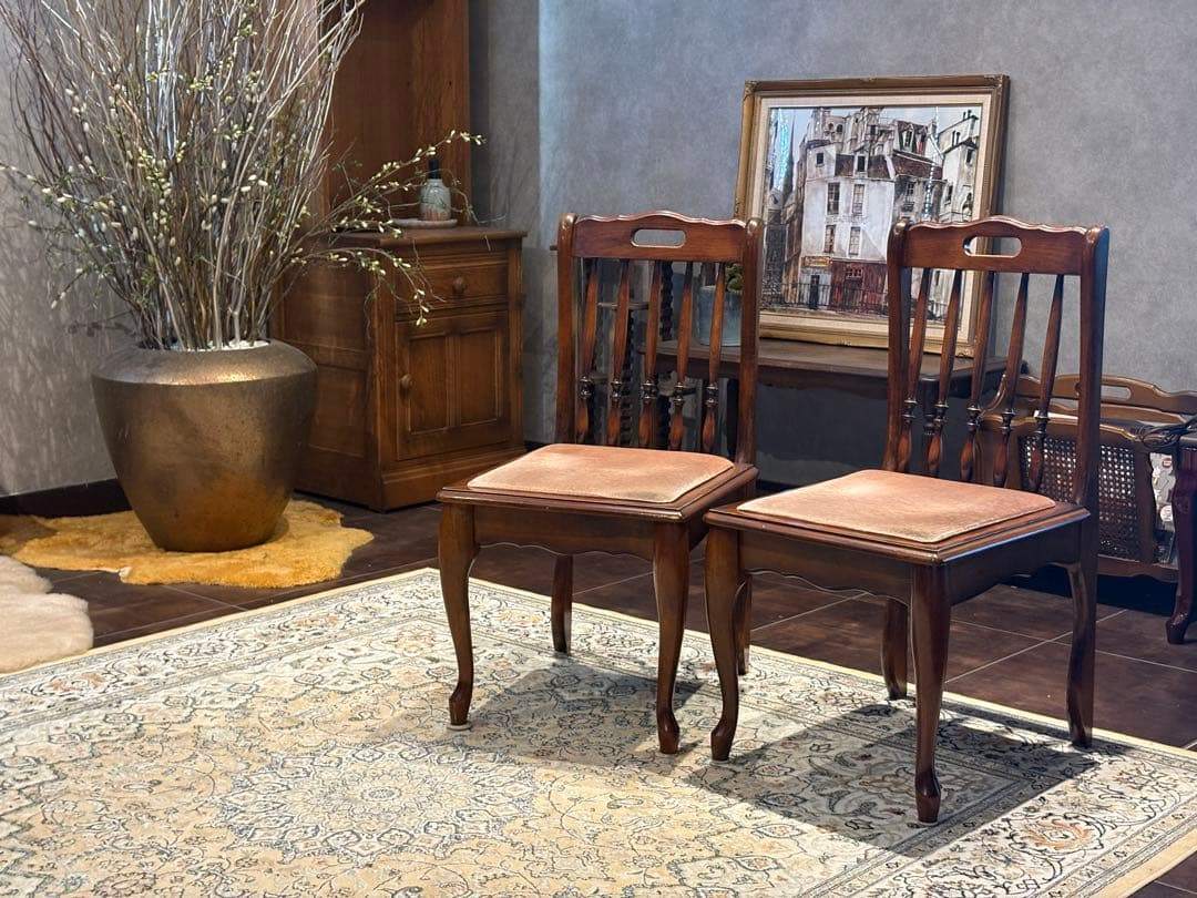 ①光製作所 ダイニングチェア リビングチェア 猫脚 アンティーク ビンテージ R