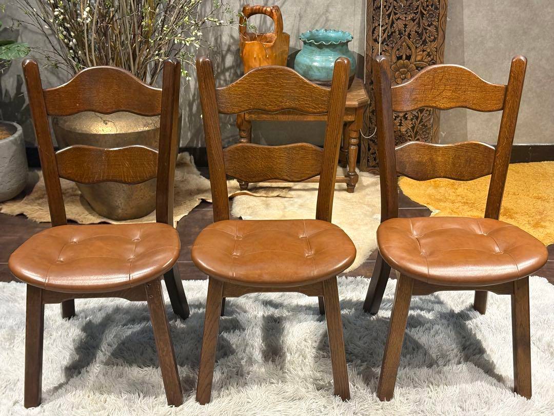 オーク材　アンティーク　ビンテージ　レザーチェア　ダイニングセット　RH