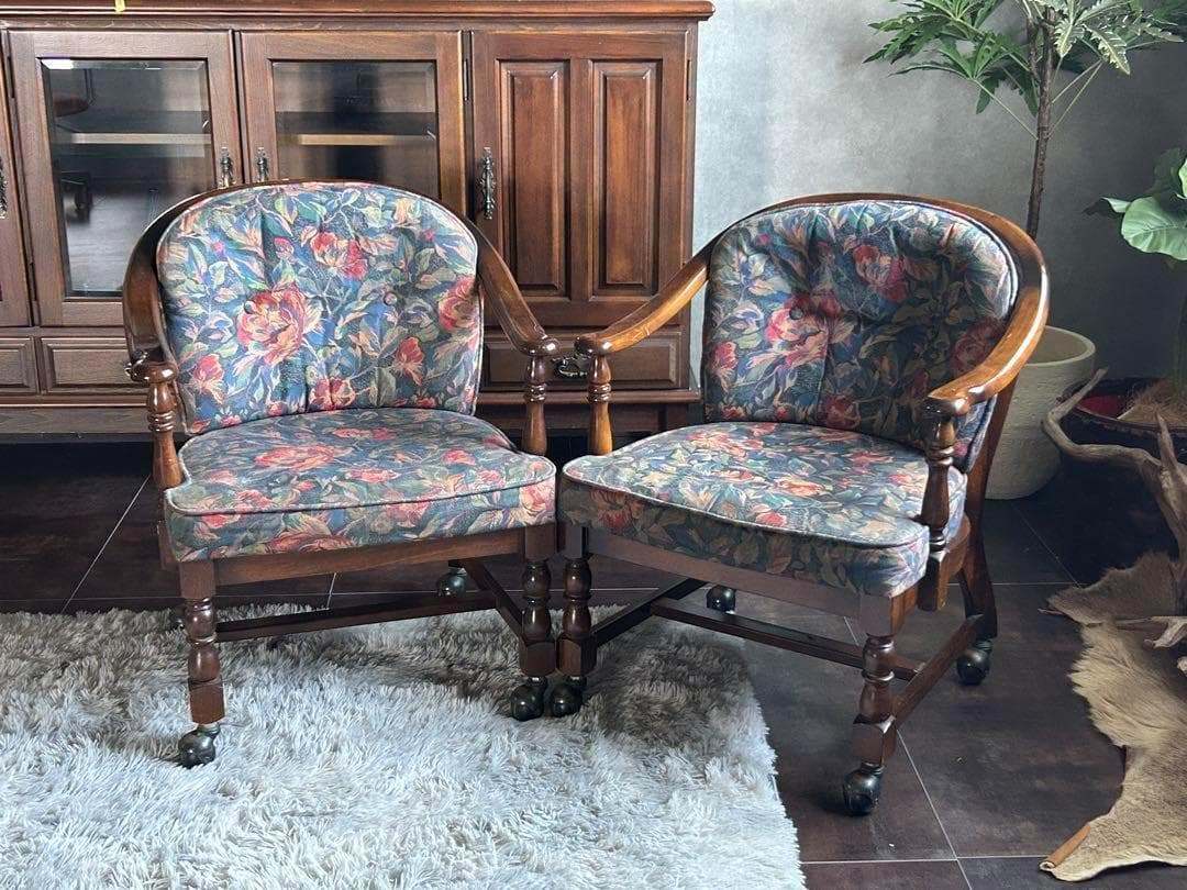 ②カリモク karimoku アームチェア　ヴィンテージチェア　2脚セット　GZ