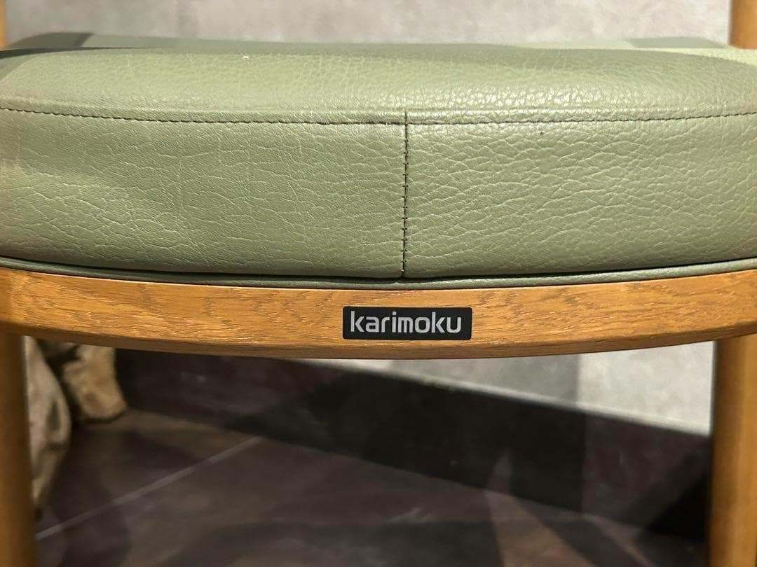 カリモク家具　karimoku アームチェア　グリーンレザー　ヴィンテージ　SZ