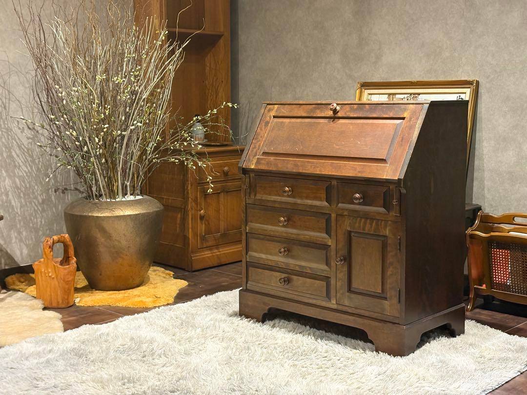 北海道民芸　ライティングビューロー　学習机　作業机　アンティーク　SG