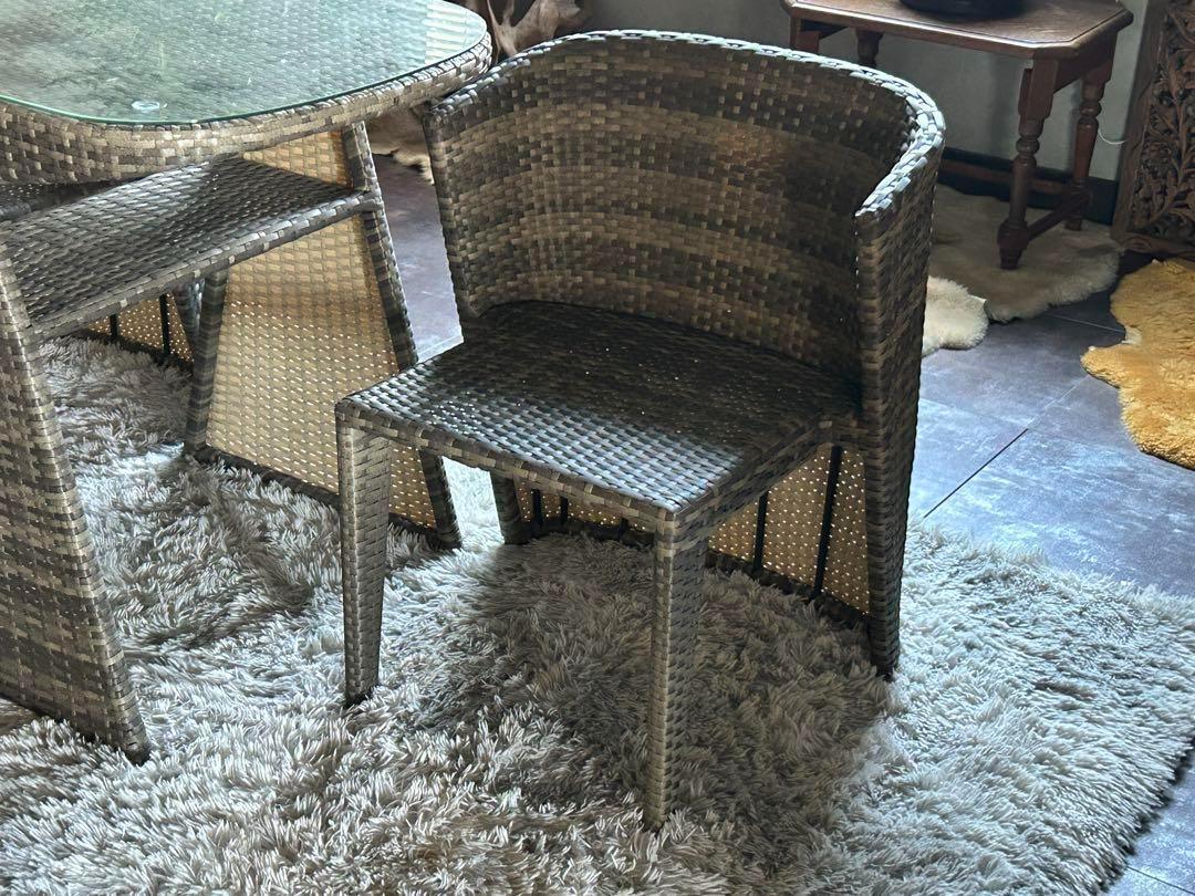 ラタンチェア　ガーデンテーブルセット　バルコニー　べランピング　コンパクト　RZ