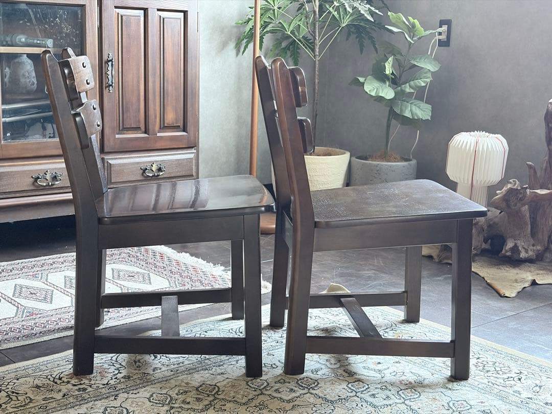 カリモク　ルスティック　RUSTIC レトロ　ビンテージ　チェア　2脚セット　H