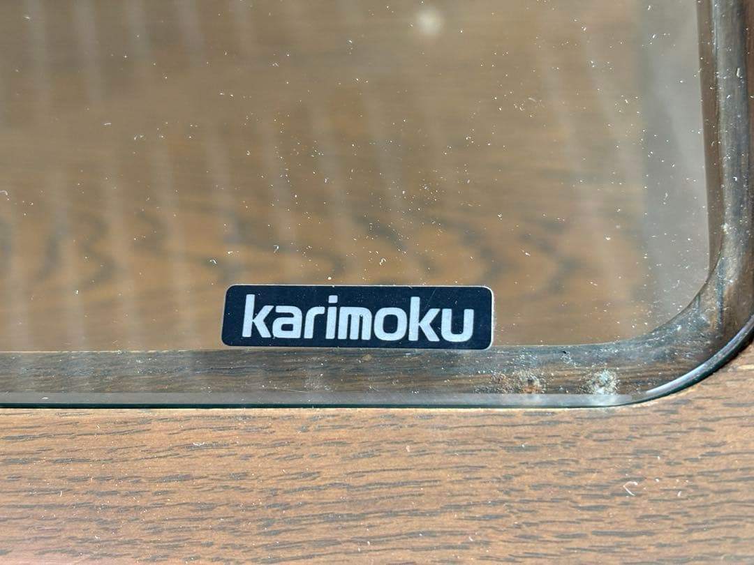 カリモク　キャスター　ローテーブル　ガラステーブル　オールドカリモク　IG