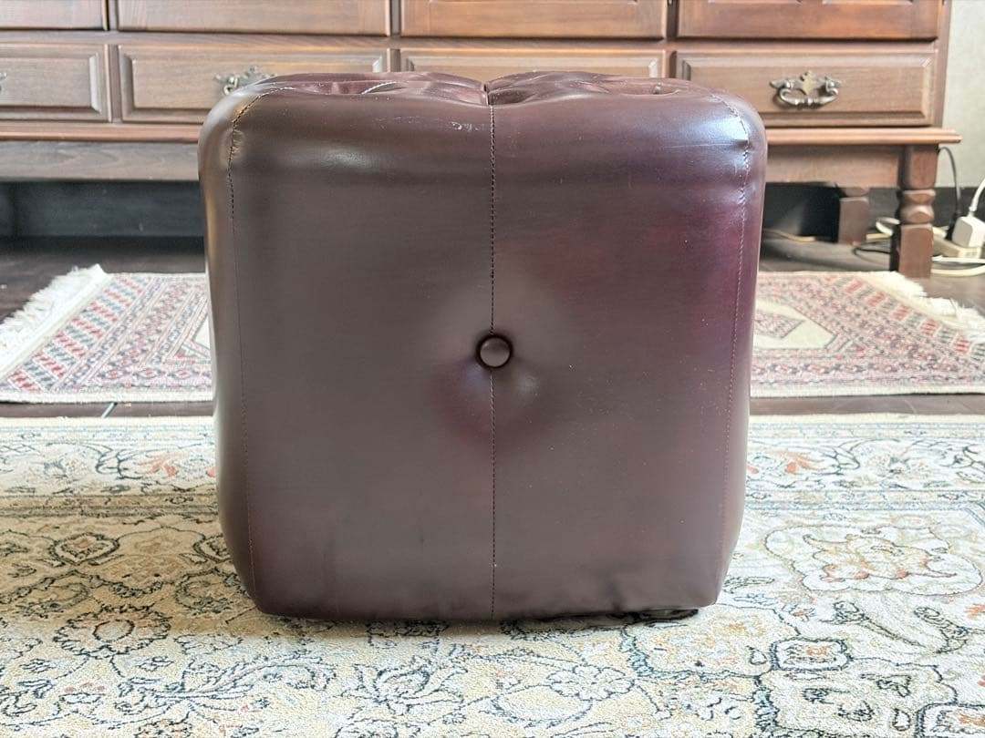 ボタンダウン　ビニール　スツール　レトロ　ビンテージ　オットマン　In