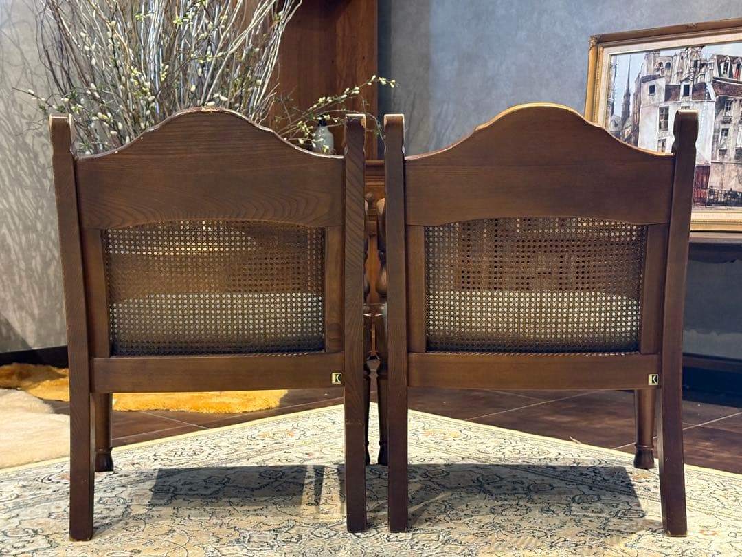 ①飛騨産業 キツツキマーク アームチェア ダイニングチェア リメイク IZ