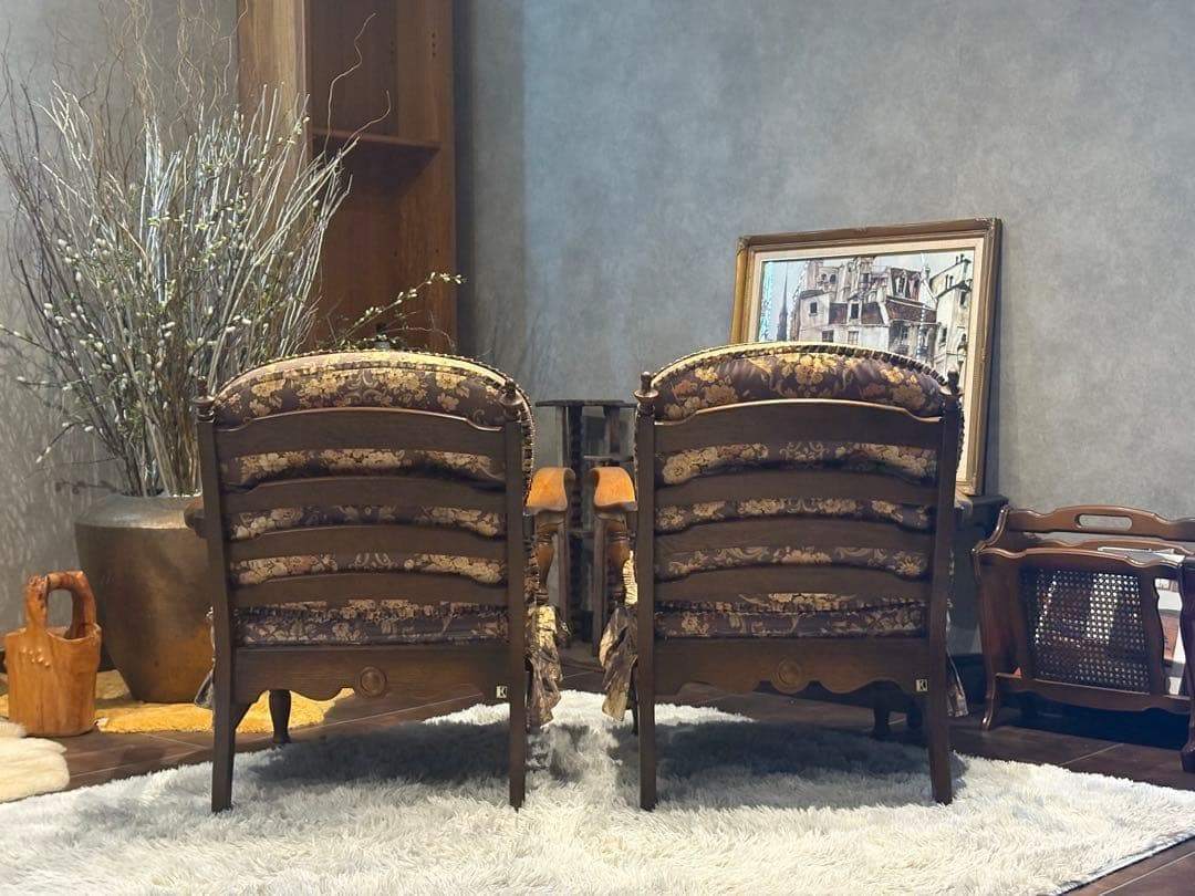 飛騨産業　キツツキ　アームチェア　アームソファ　オットマン　アンティーク　YZ