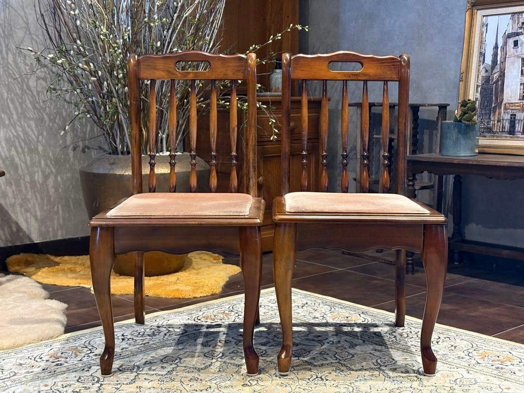 ②光製作所 ダイニングチェア リビングチェア 猫脚 アンティーク ビンテージ R