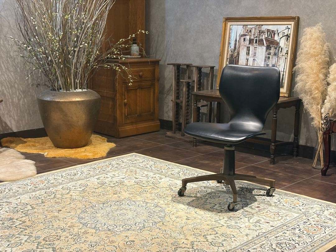 オールドヴィンテージチェア 合皮レザー ブラック キャスター ビンテージ IZ