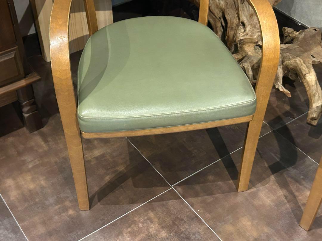 カリモク家具　karimoku アームチェア　グリーンレザー　ヴィンテージ　SZ