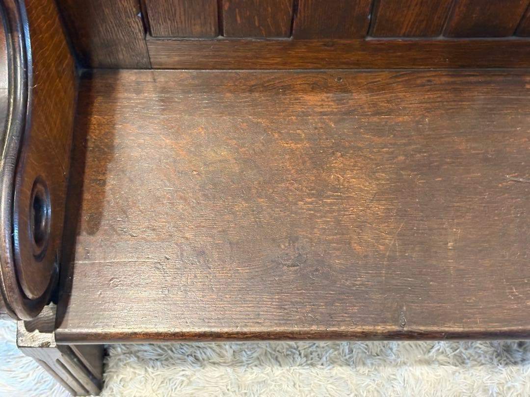 希少　アメリカ製　オーク材　チャーチベンチ　ヴィンテージ　アンティーク　HR