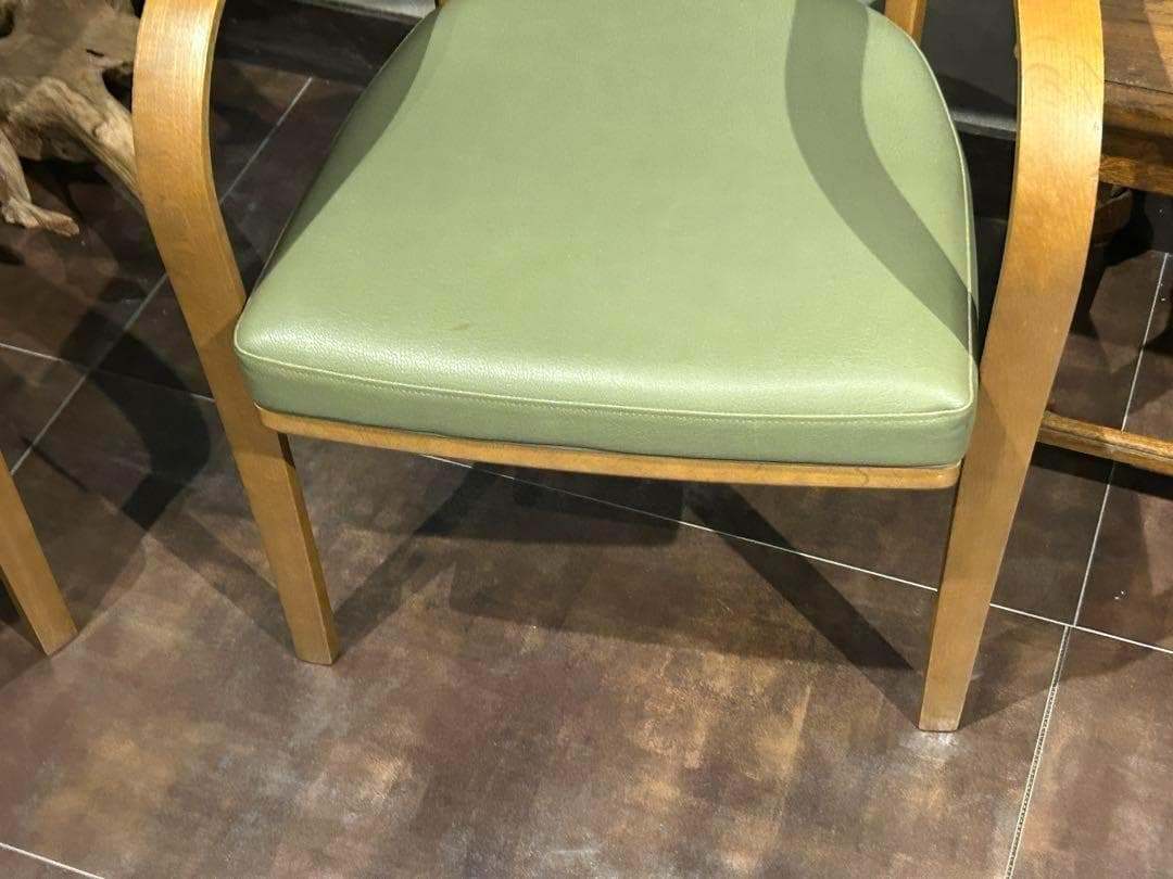 カリモク家具　karimoku アームチェア　グリーンレザー　ヴィンテージ　SZ