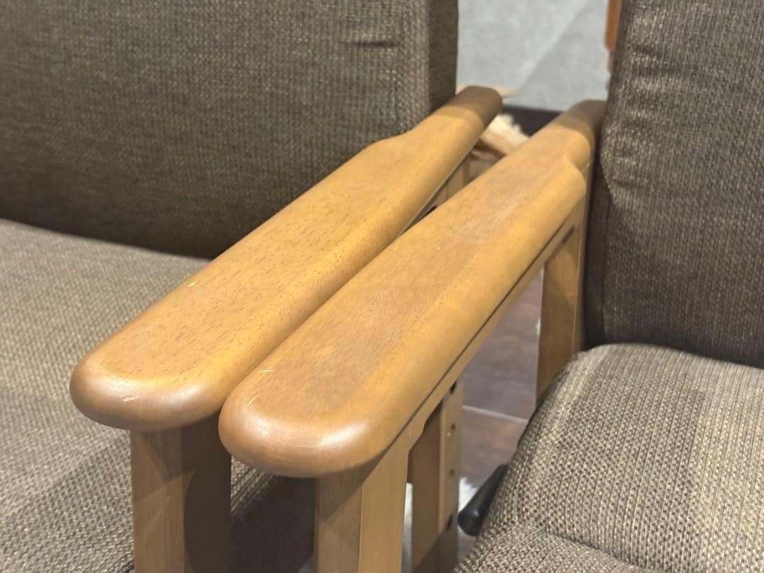 シンプル　ブラウン　ソファ　 一人用　アームソファ　キャスター付　2脚セット　Y