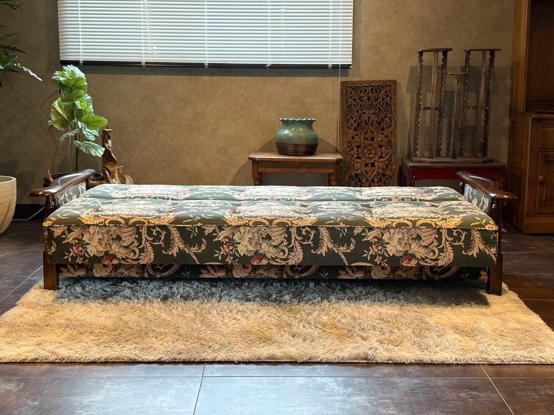 希少　カリモク　コロニアル　ソファベッド　アンティーク　ビンテージ　レトロ　HZ