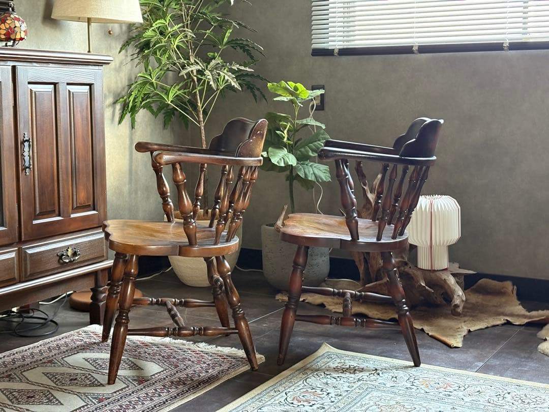 飛騨産業　キツツキマーク　アームチェア　スポークチェア　レトロ　ヴィンテージ