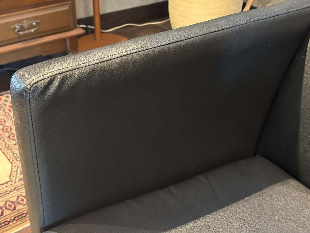 ②ブラック モダン 1人掛けソファ 1Pソファ 合皮レザー アンティーク SG