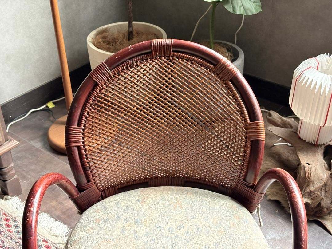 ラタン　ビンテージ　ローチェア　アームチェア　ヴィンテージ　レトロ　G