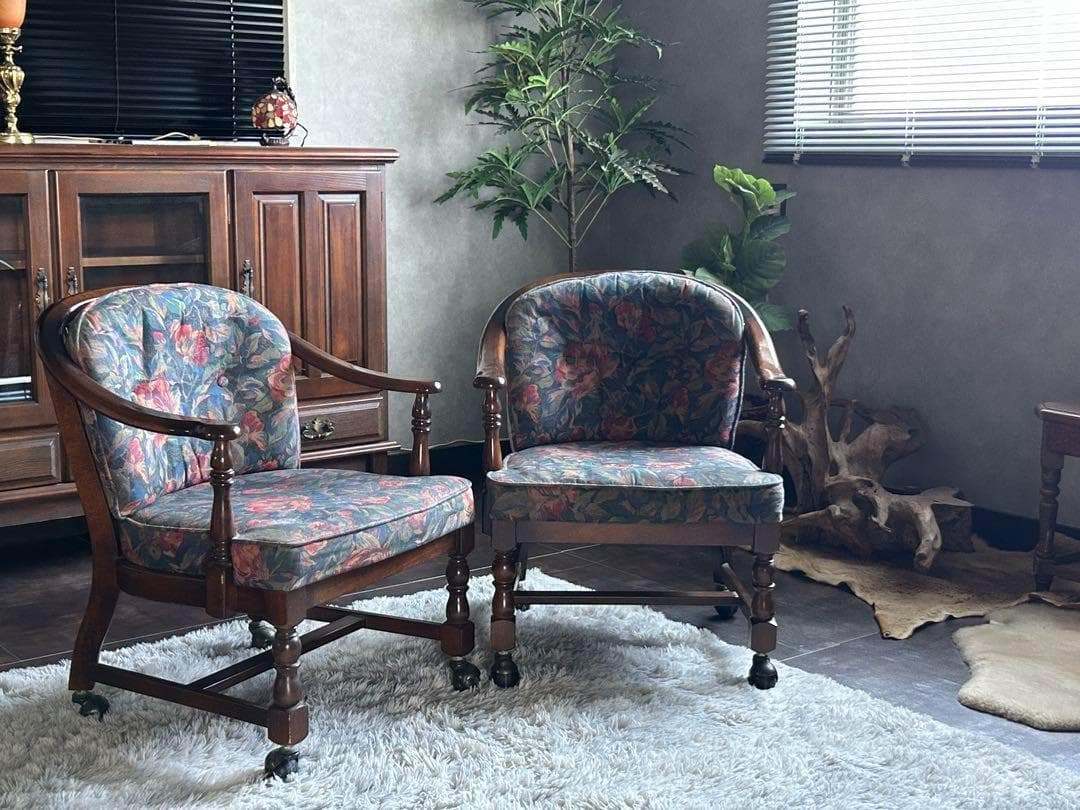 ②カリモク karimoku アームチェア　ヴィンテージチェア　2脚セット　GZ