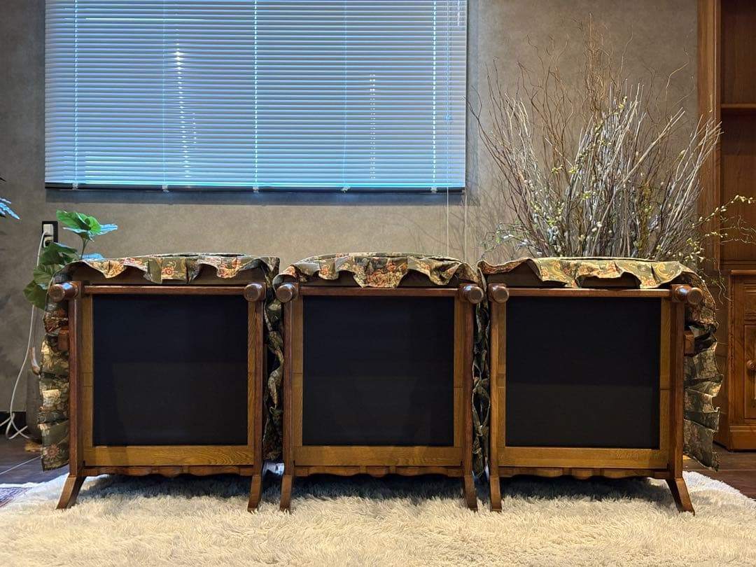 飛騨産業 キツツキマーク 3人掛けセパレートソファ オットマン ビンテージ RZ