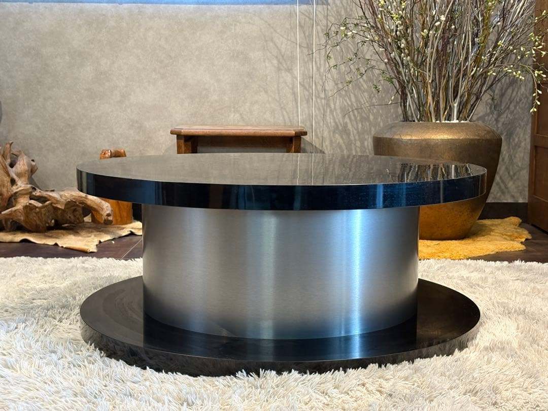 ラウンドテーブル センターテーブル 円卓 ブラック モダンデコ nZ