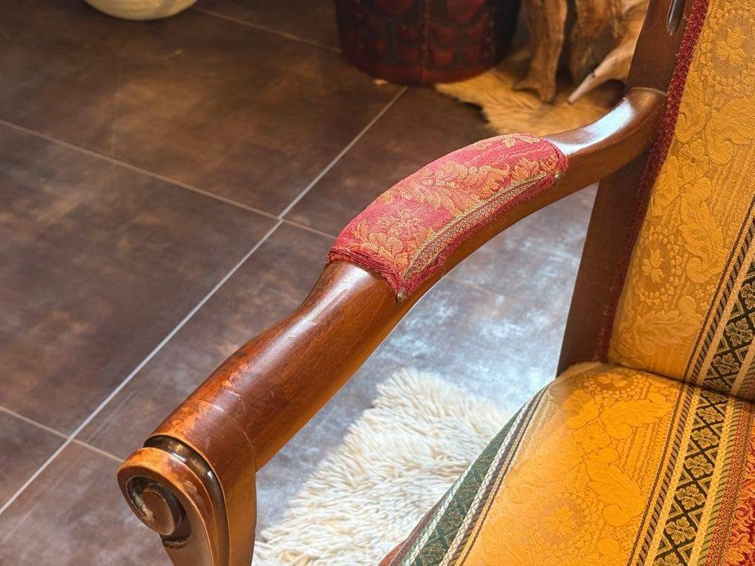 希少　クラシック　ストライプ　ヨーロピアン　鋲打ち　アームチェア　リベット　SZ