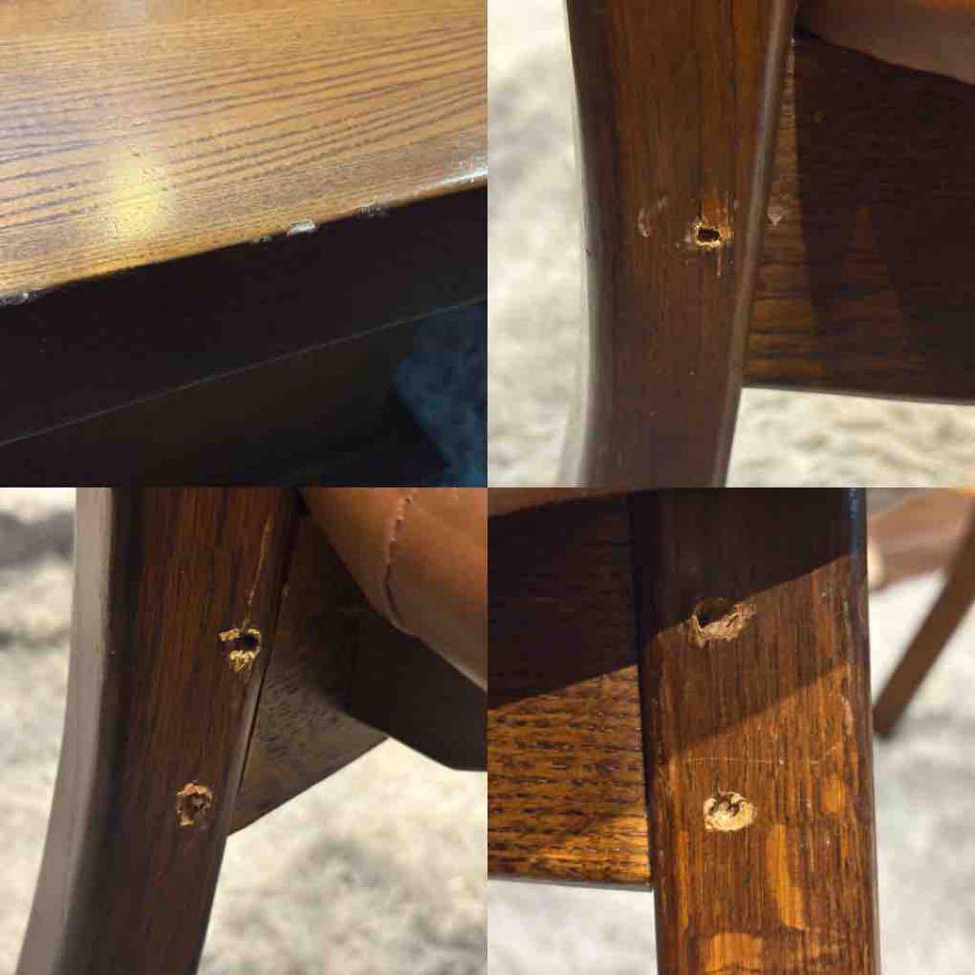 オーク材　アンティーク　ビンテージ　レザーチェア　ダイニングセット　RH