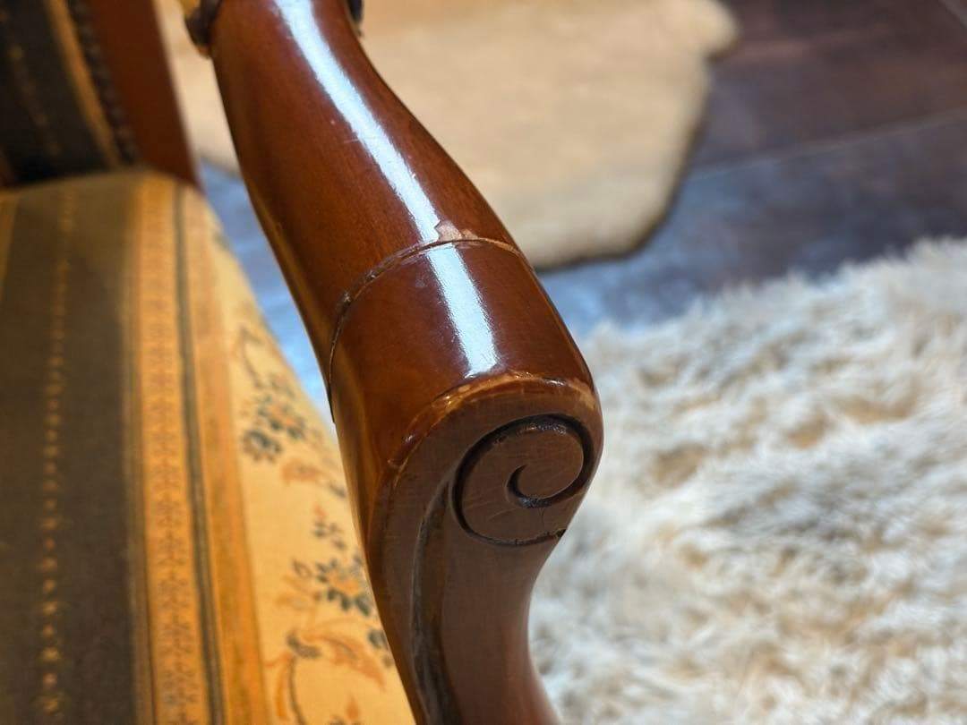 輸入家具　クラシック　ヨーロピアン　ストライプ　ハイバックチェア　アーム　SZ