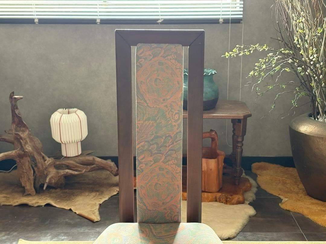 オールドカリモク　カリモク　Karimoku　ハイバックチェア　総柄　レトロ家具