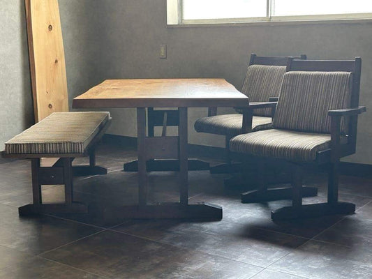 無垢材　ダイニングセット　回転チェア　アームチェア　ベンチ　ニンジャ　RK