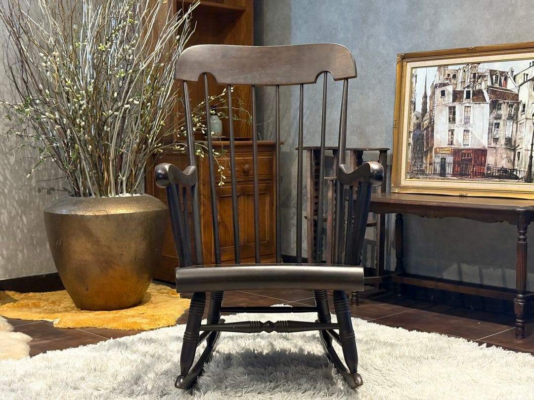 飛騨産業　キツツキマーク　ロッキングチェア　ダイニングチェア　アンティーク　IG