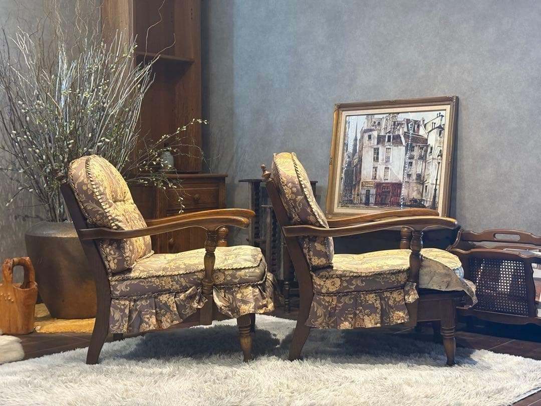 飛騨産業　キツツキ　アームチェア　アームソファ　オットマン　アンティーク　YZ