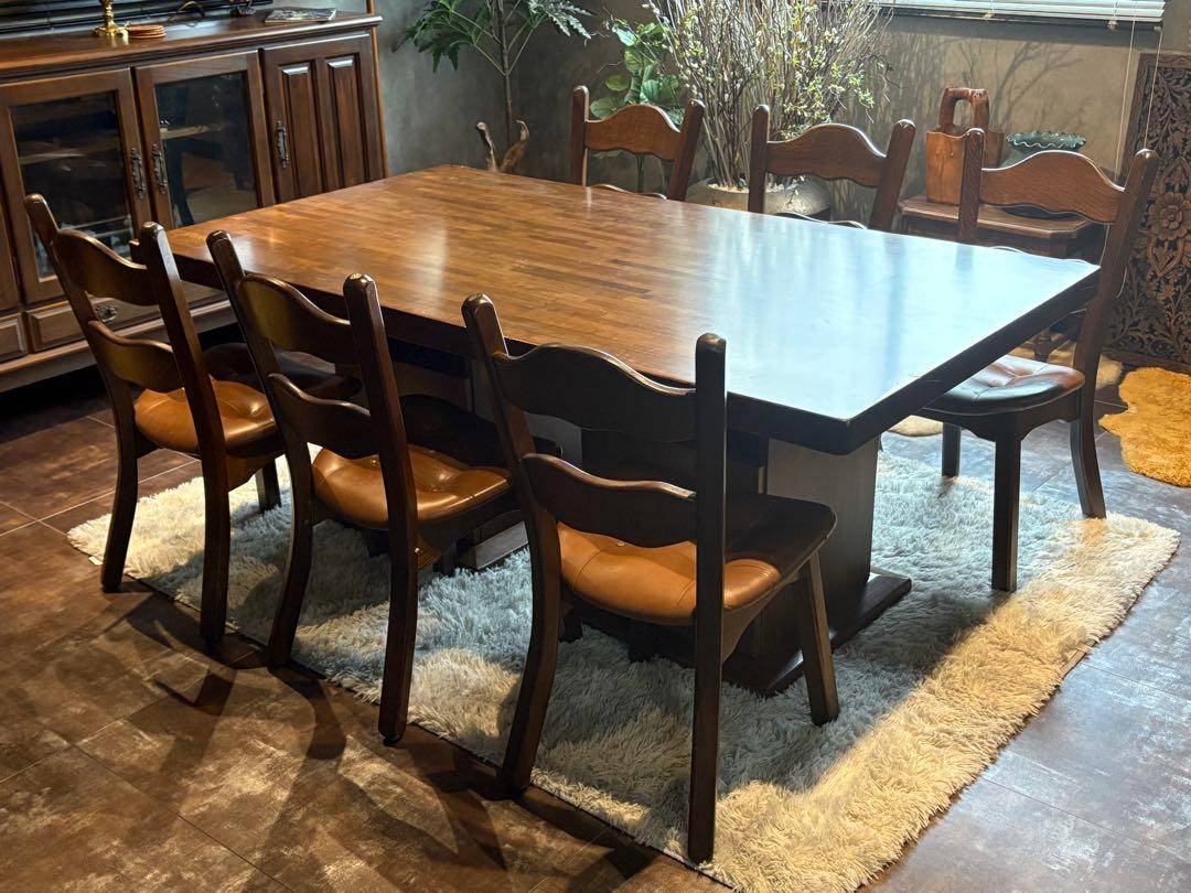 オーク材　アンティーク　ビンテージ　レザーチェア　ダイニングセット　RH