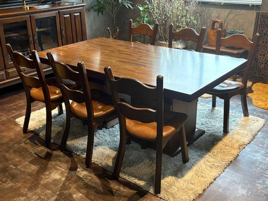 オーク材　アンティーク　ビンテージ　レザーチェア　ダイニングセット　RH