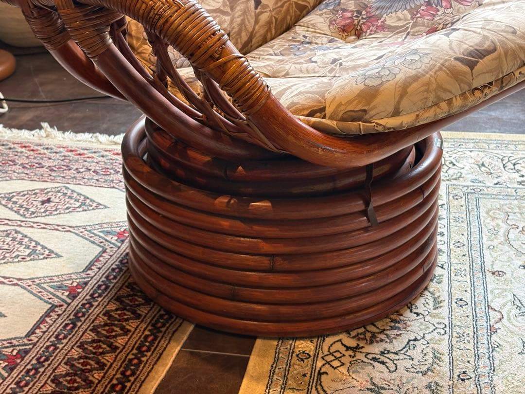 KOIZUMI ラタン回転チェア　リゾートチェア　籐　ソファ　レトロ家具　IG