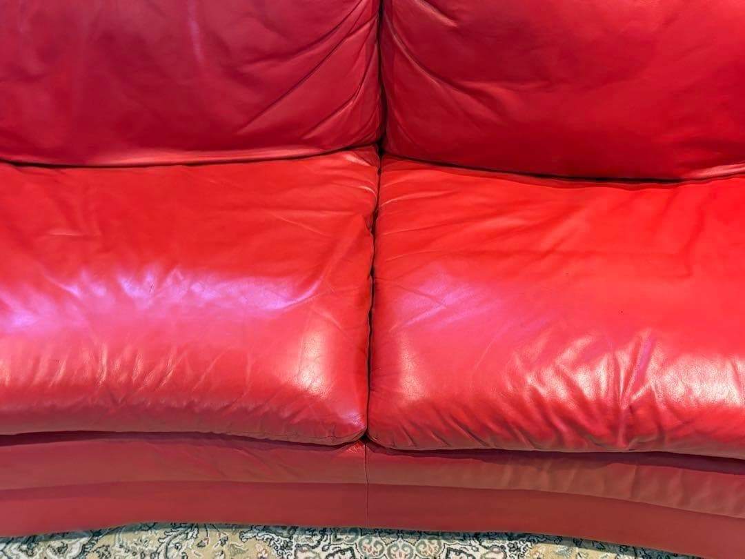 カウチソファ　レッドソファ　3P　モダン　クラシック　シンプル　レザー　IG