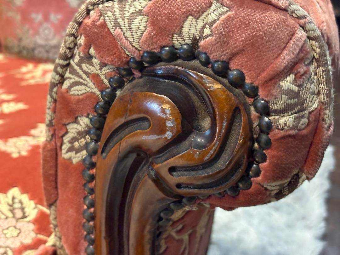 イタリア　アンティーク　ロココ　クラシック　鋲打　リベット　猫脚　金華山織　KG