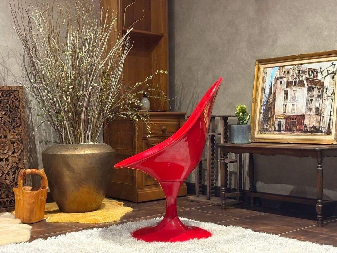 希少　Kartell　カルテル　レッド　回転チェア　ビンテージ　レトロ　YZ