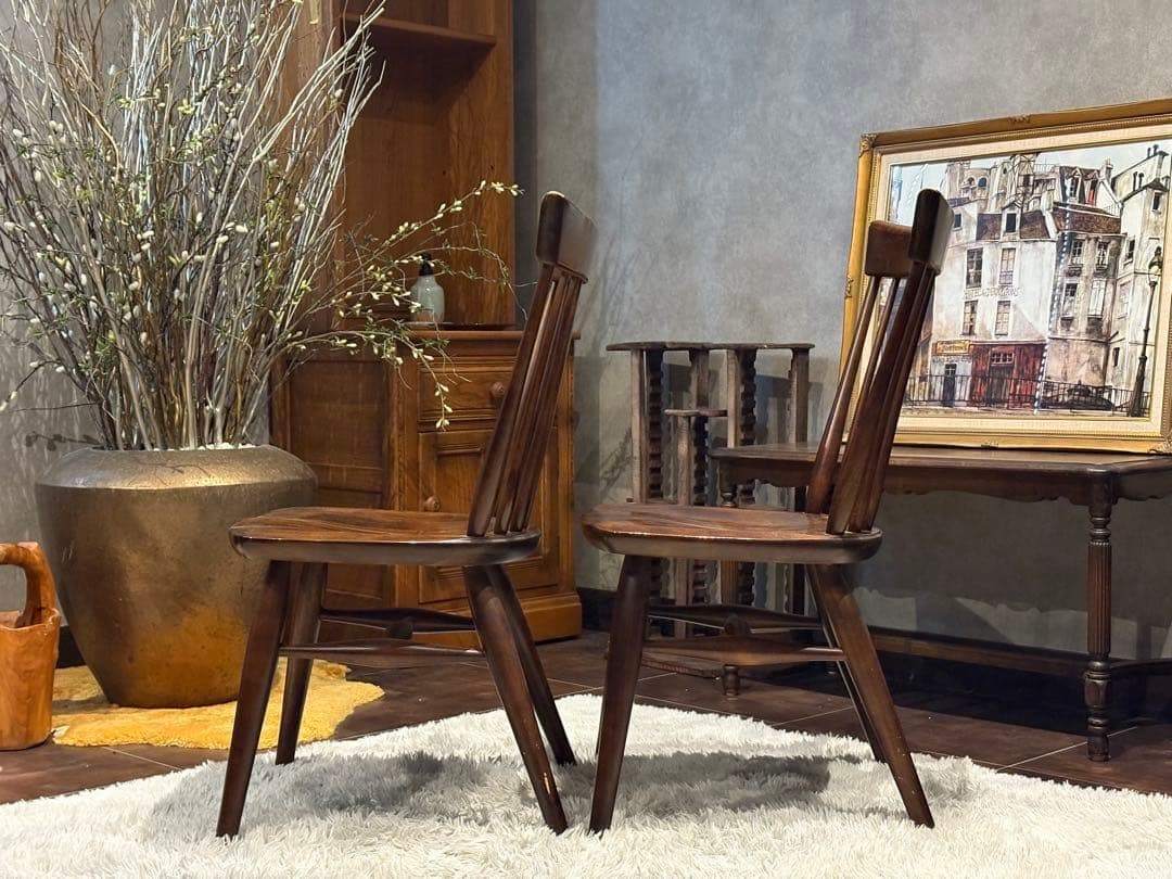 ①KASHIWA 柏木工　ウィンザーチェア　スポークチェア　アンティーク　SY