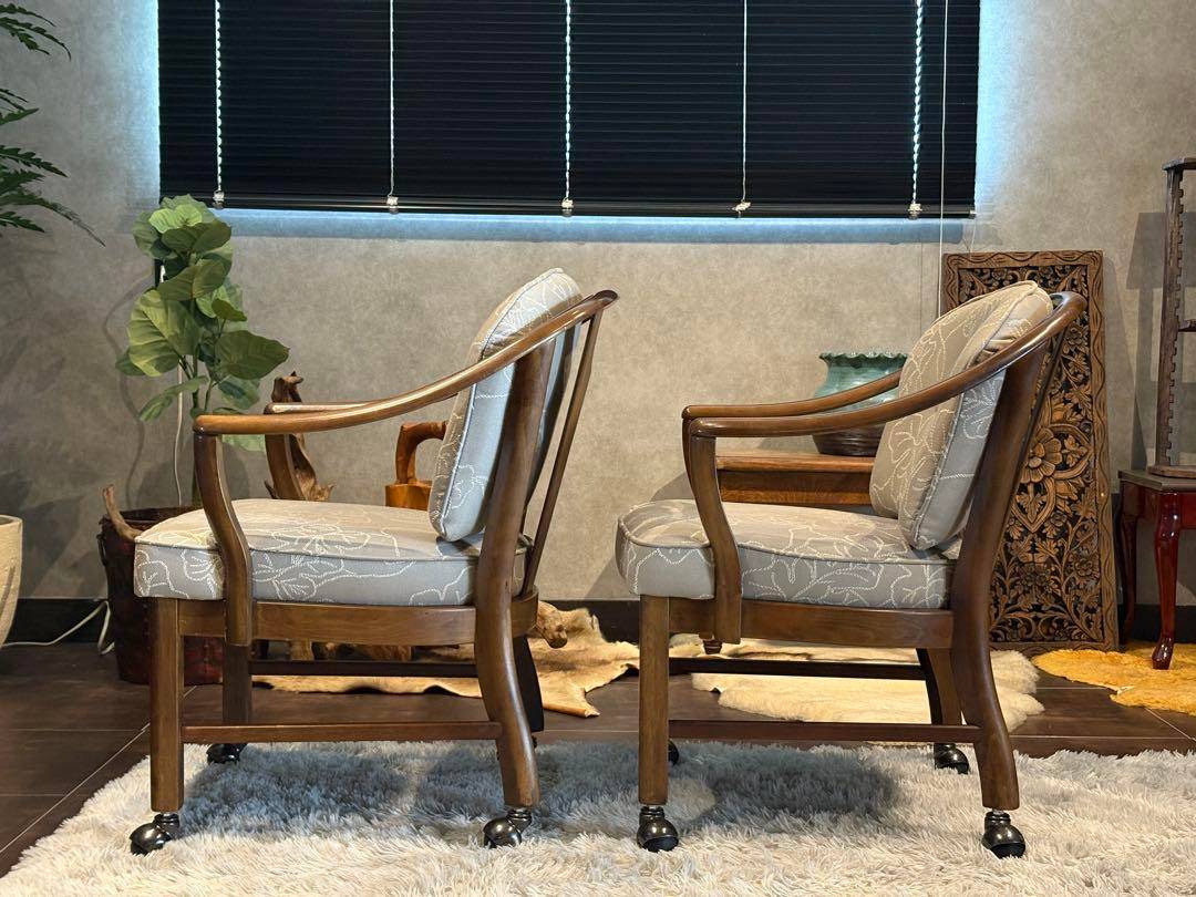 ②カリモク　karimoku アームチェア　アンティーク　ヴィンテージ