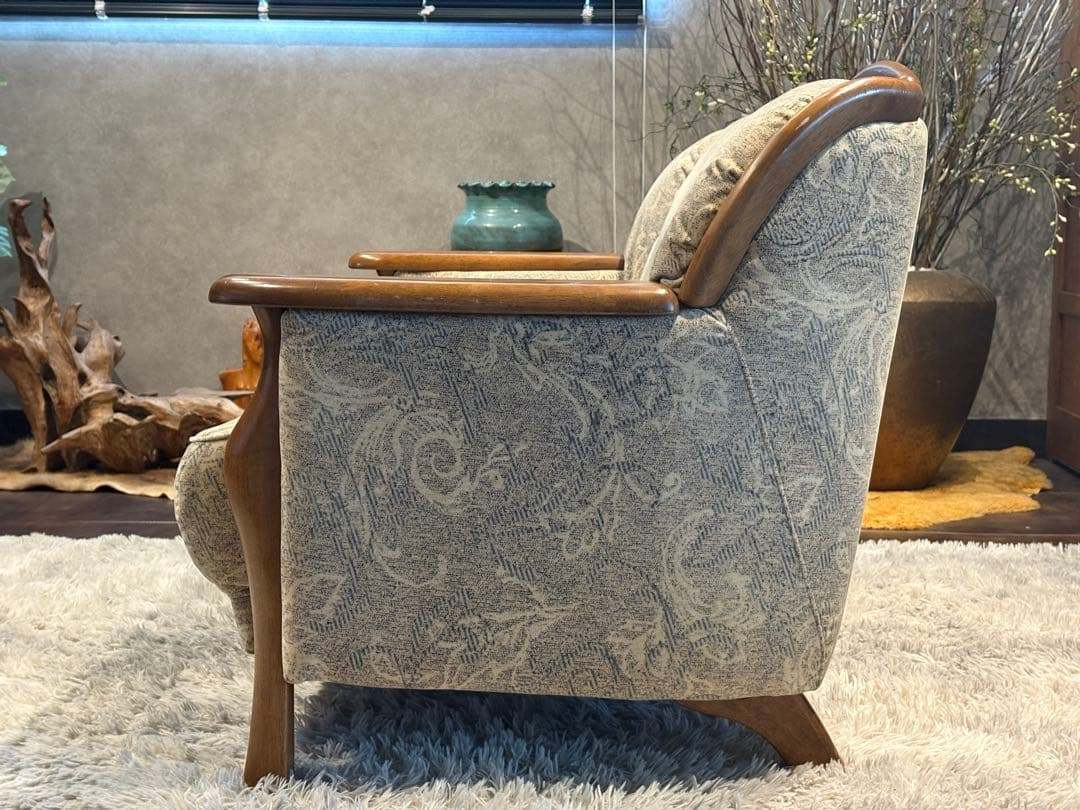 2人掛けソファ 2Pソファ ファブリック生地 アンティーク ビンテージ nZ