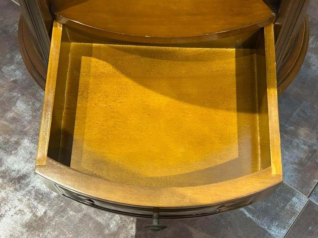 アンティーク　2段チェスト　ラウンドコンソール　クラシック　木彫　猫脚　GZ