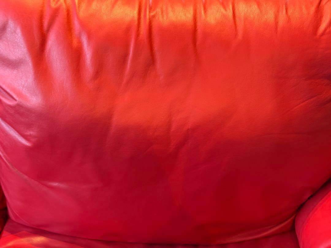 カウチソファ　レッドソファ　3P　モダン　クラシック　シンプル　レザー　IG